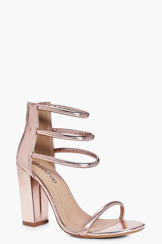 Lois Three Strap Ankle Band Block Heels